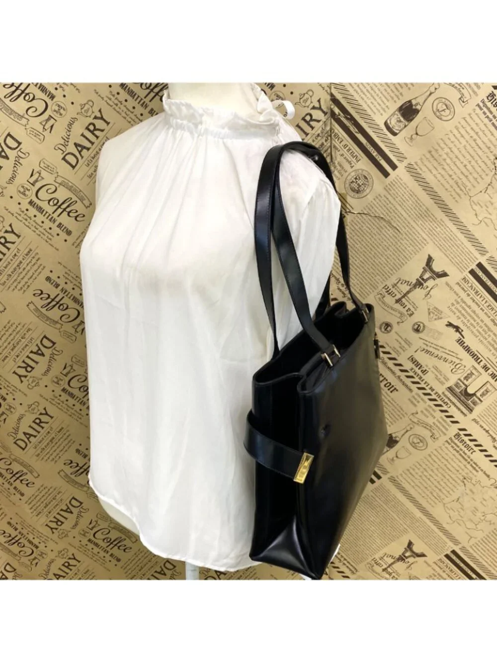 Gucci Handbag Leather Black Tote GG Business - Picture 3 of 15